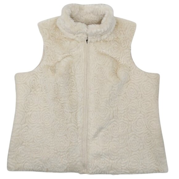 Coldwater Creek Women's Size 2X Cream Swirl Fully Reversible Faux Suede Vest - Picture 7 of 9